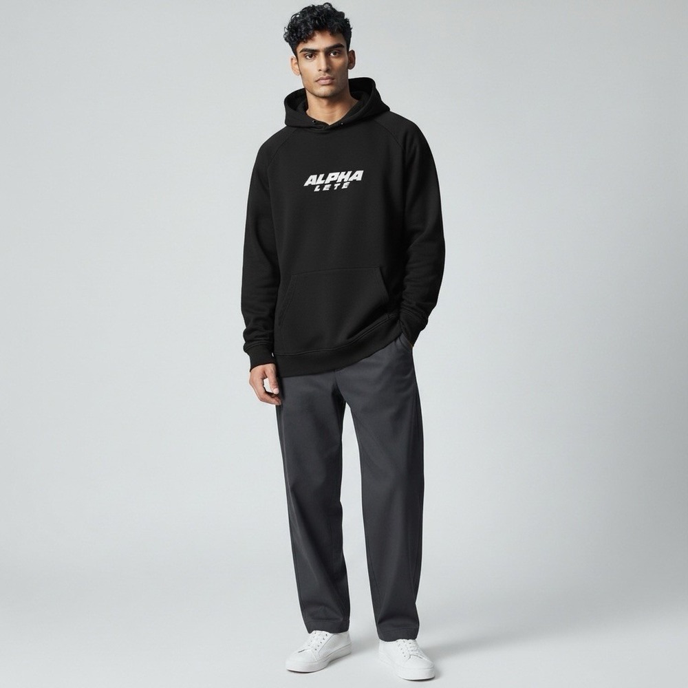 Alphalete Men's Athleisure Lifting Stretch Long Sleeve Pullover Hoodie Black Sma